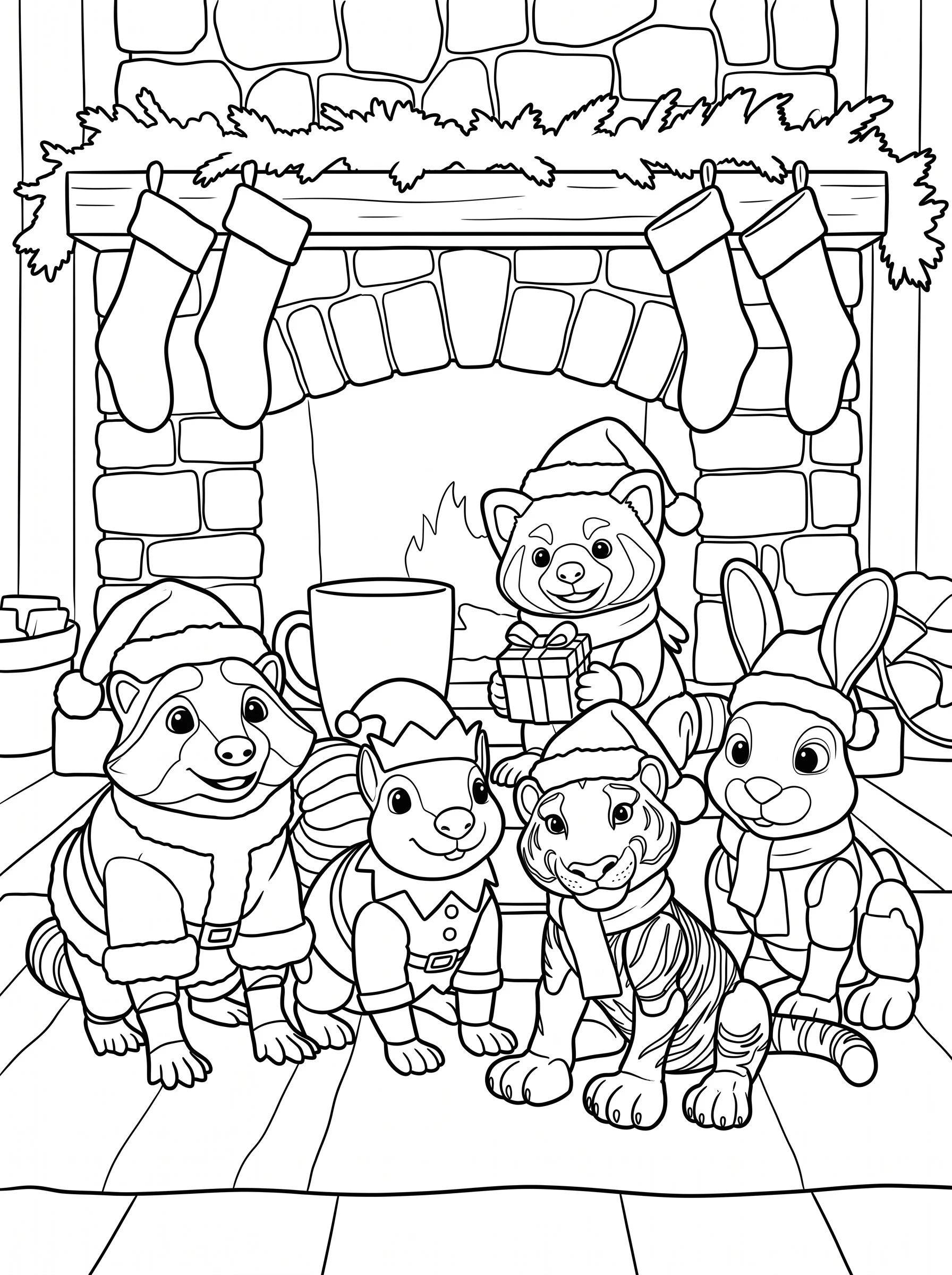 Santa Suits by the Fire coloring page