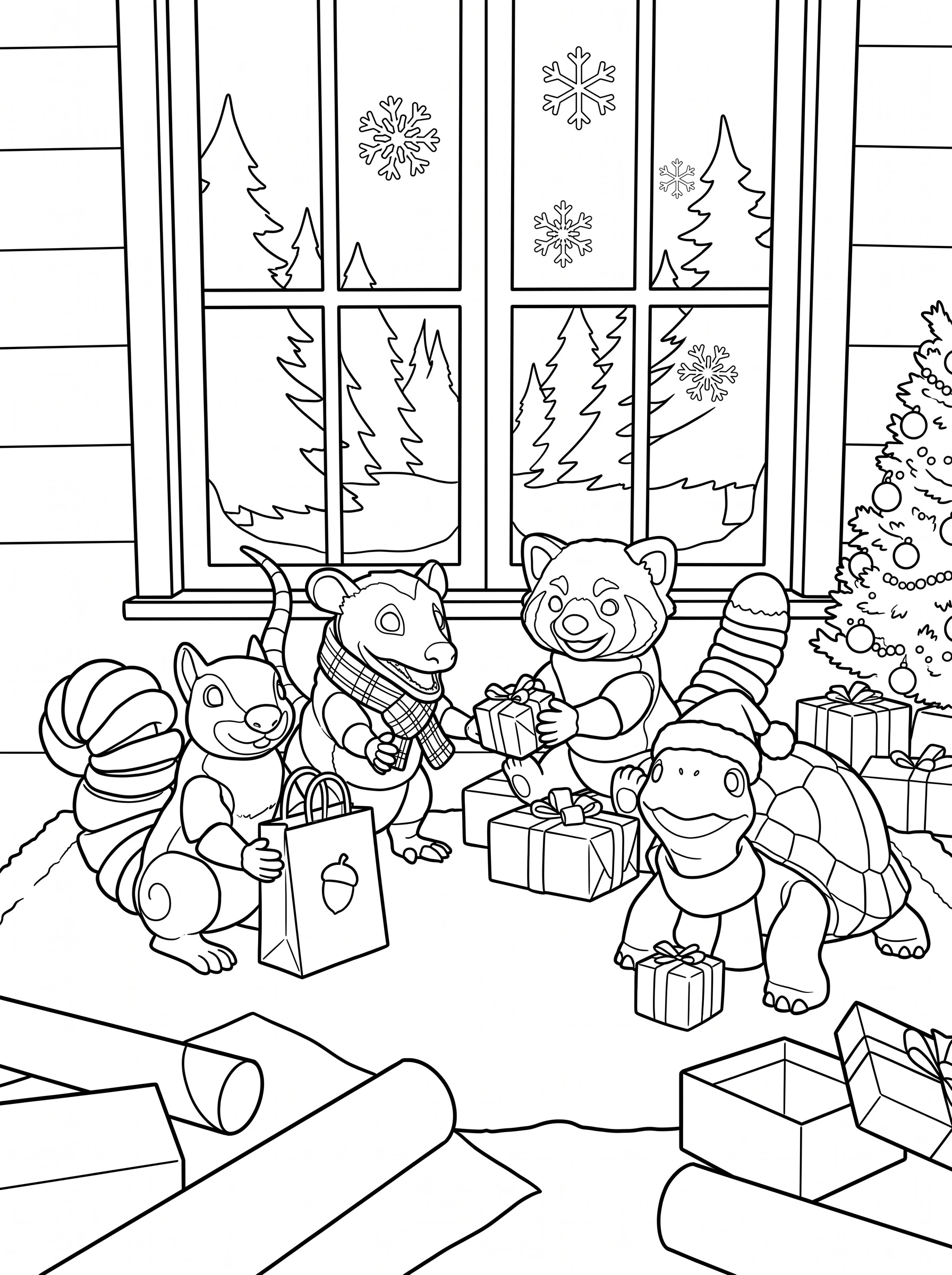 Snowy Morning Gifts coloring page
