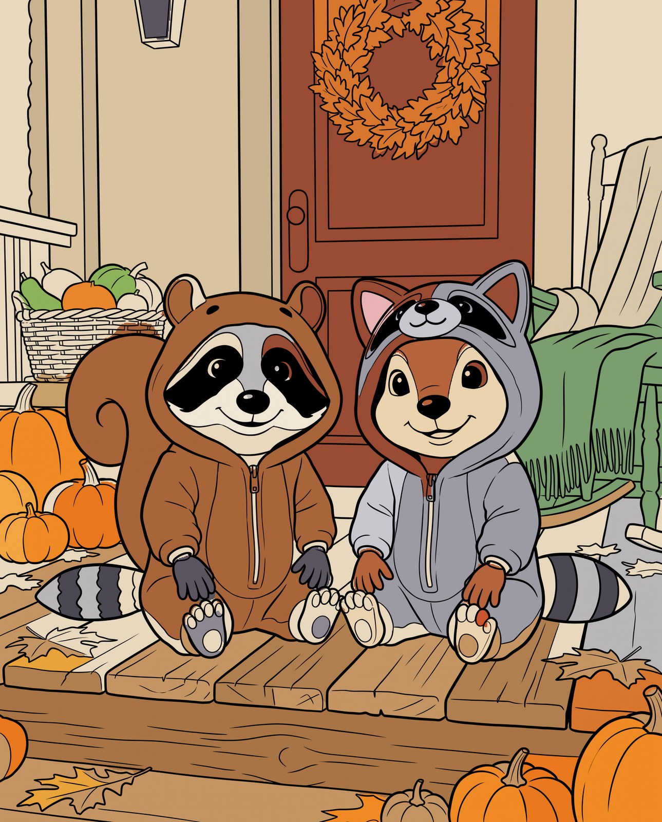 A colored example of Oodle and Loo swap costumes