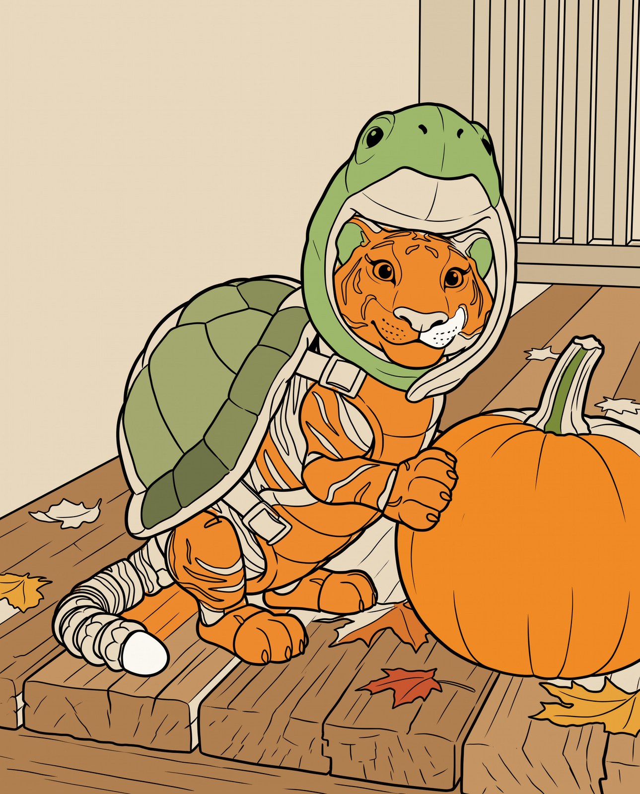 A colored example of Rory's tortoise costume