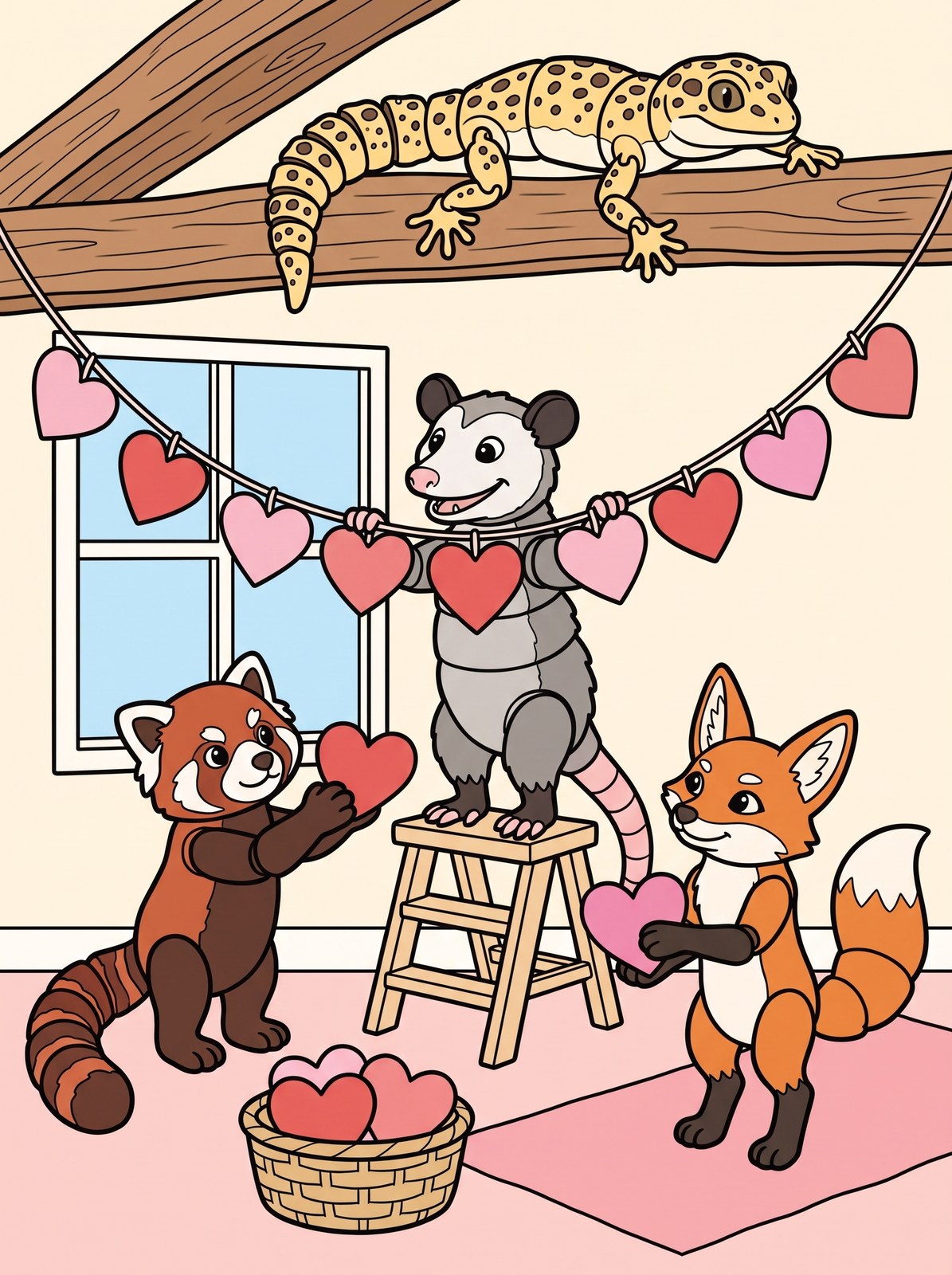 A colored example of Heart Garland