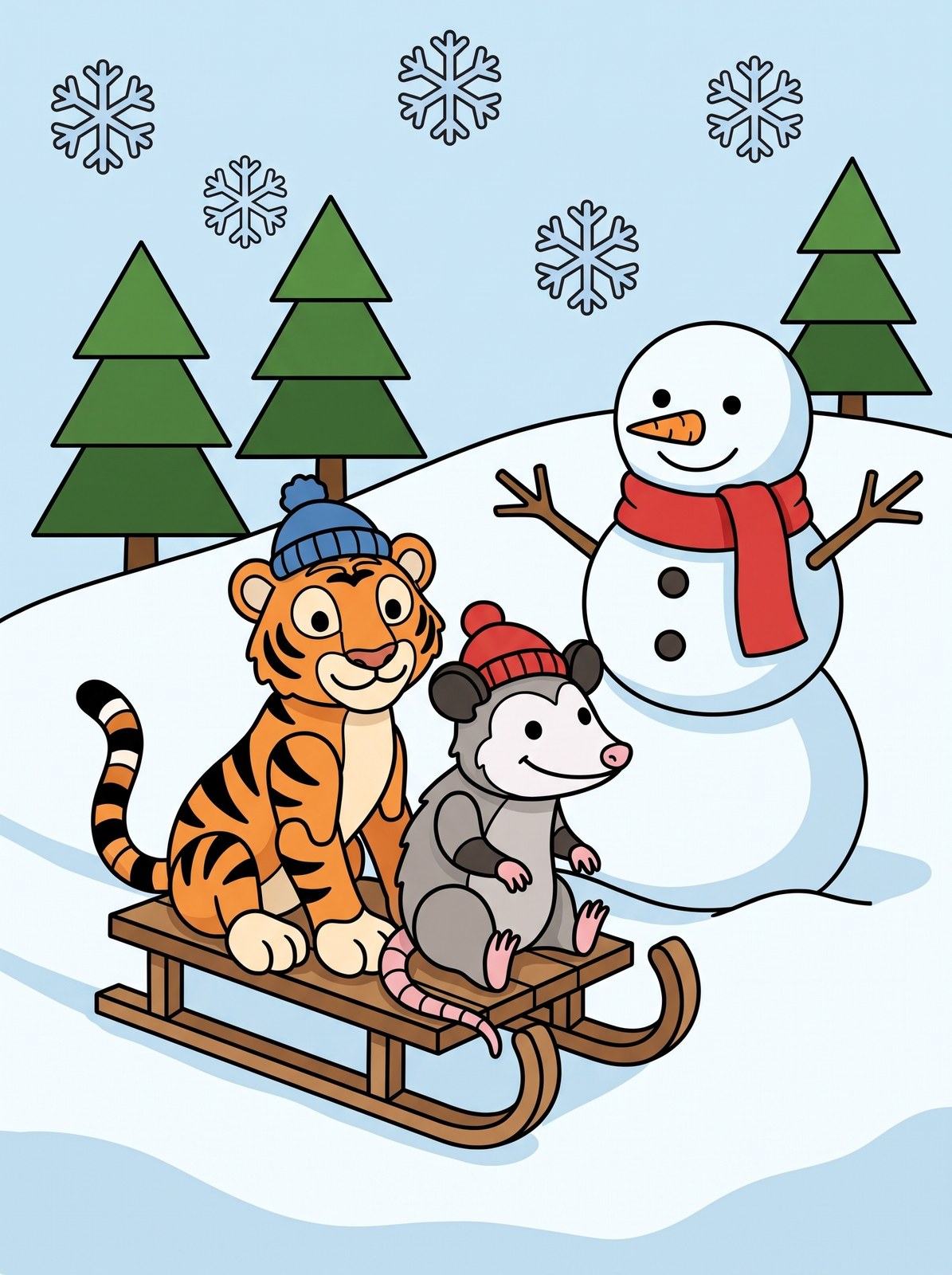 A colored example of Snowman and Sled