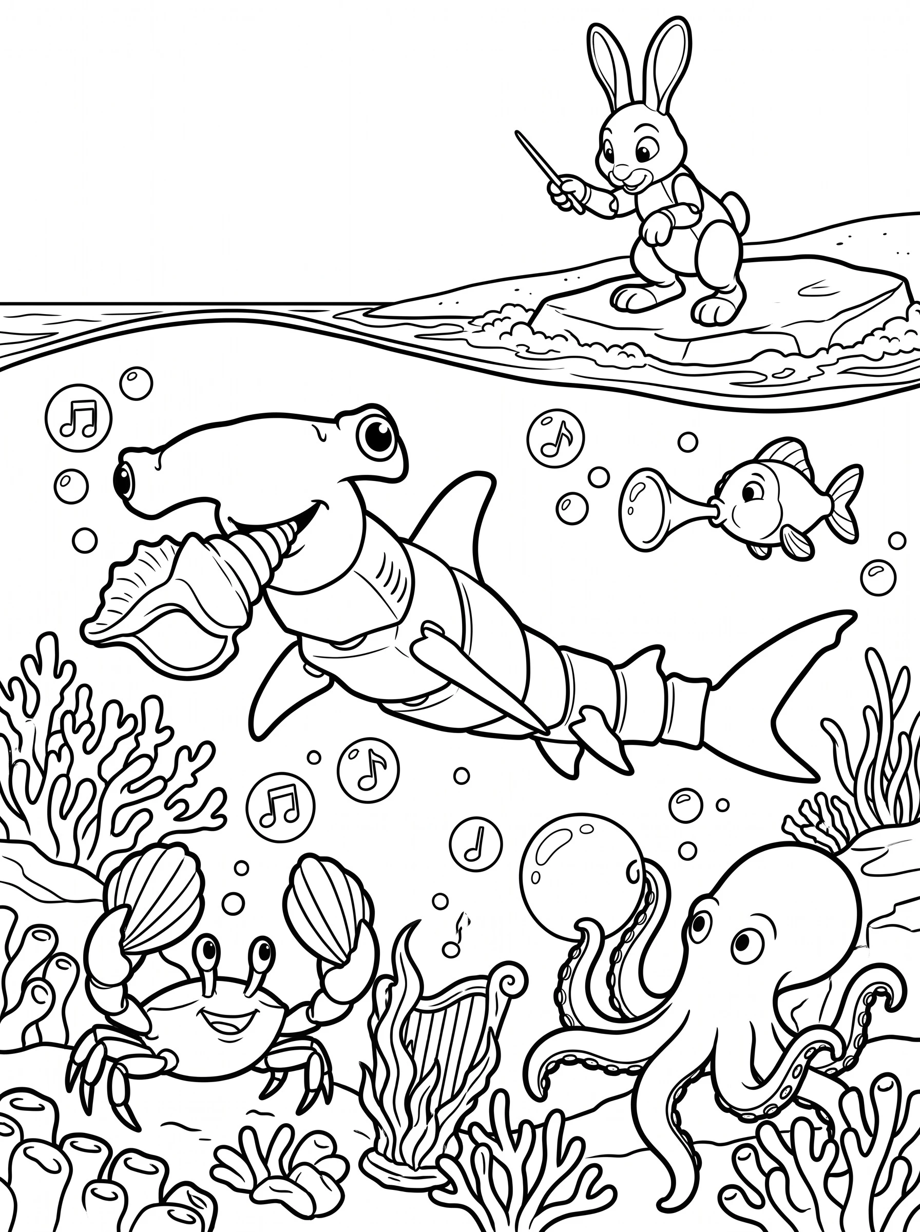 Finn's Reef Orchestra coloring page