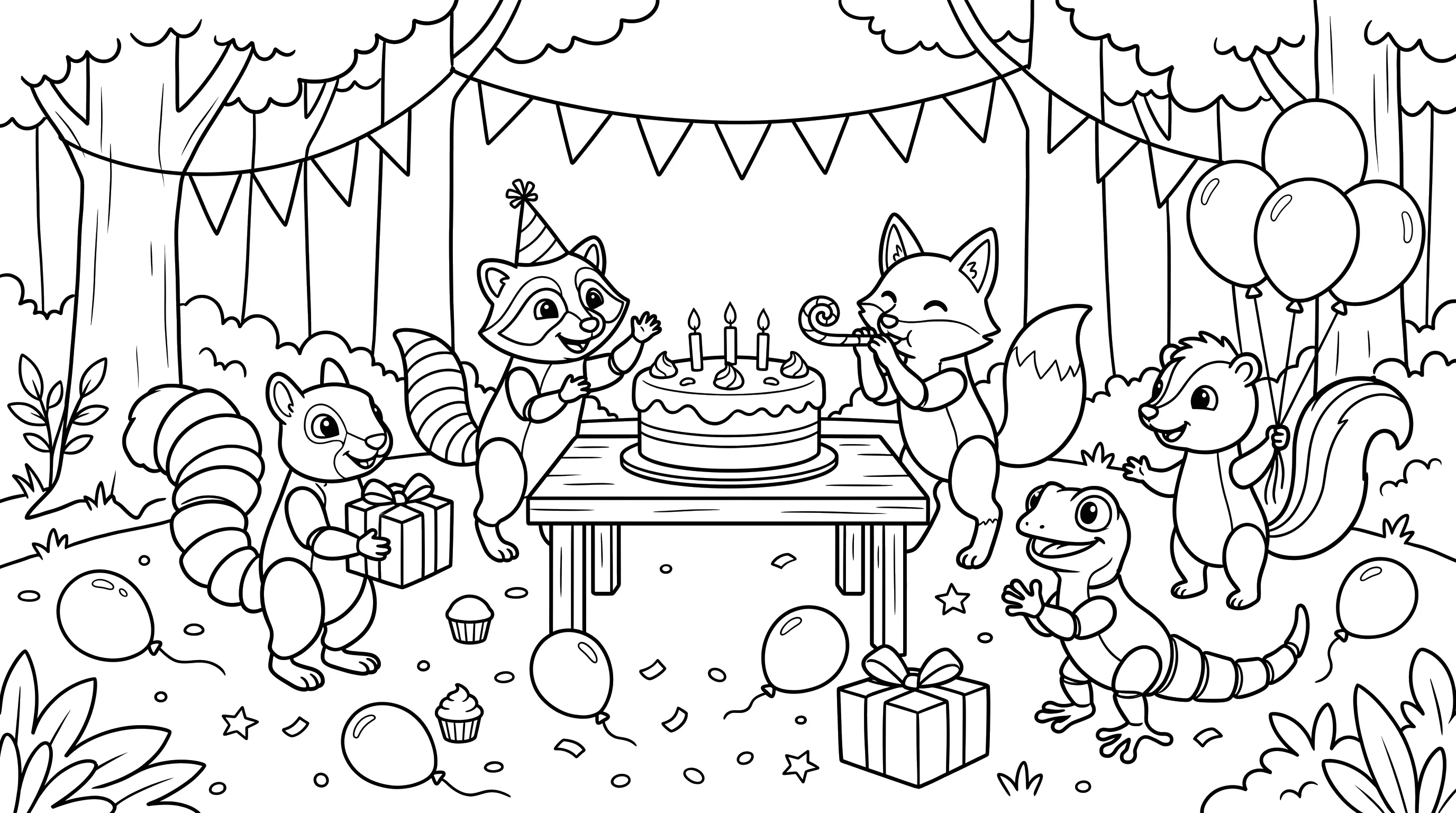 The Friends' Birthday Party coloring page