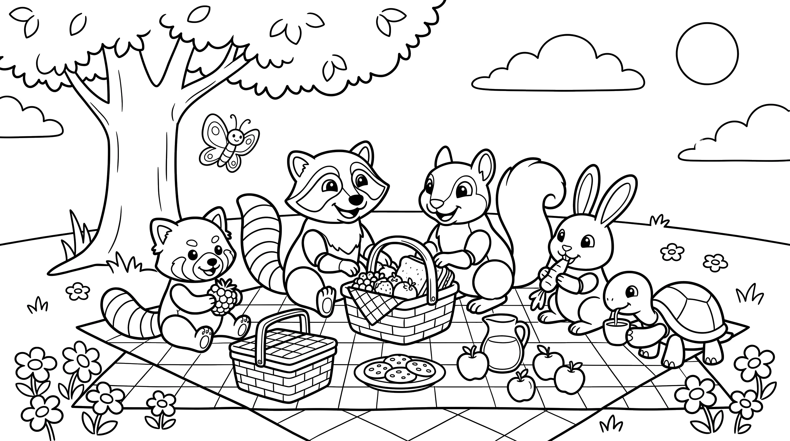 The Friends' Picnic coloring page