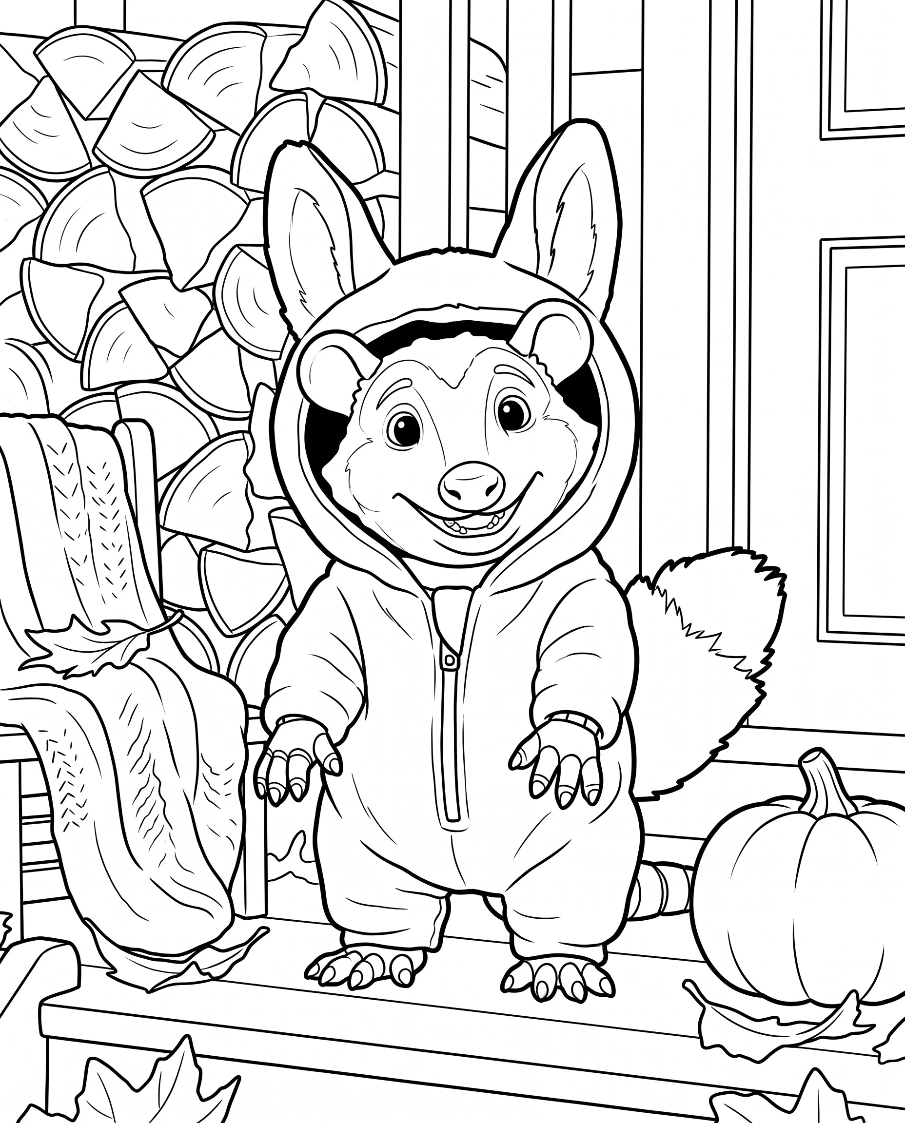 Boo's fox costume outline