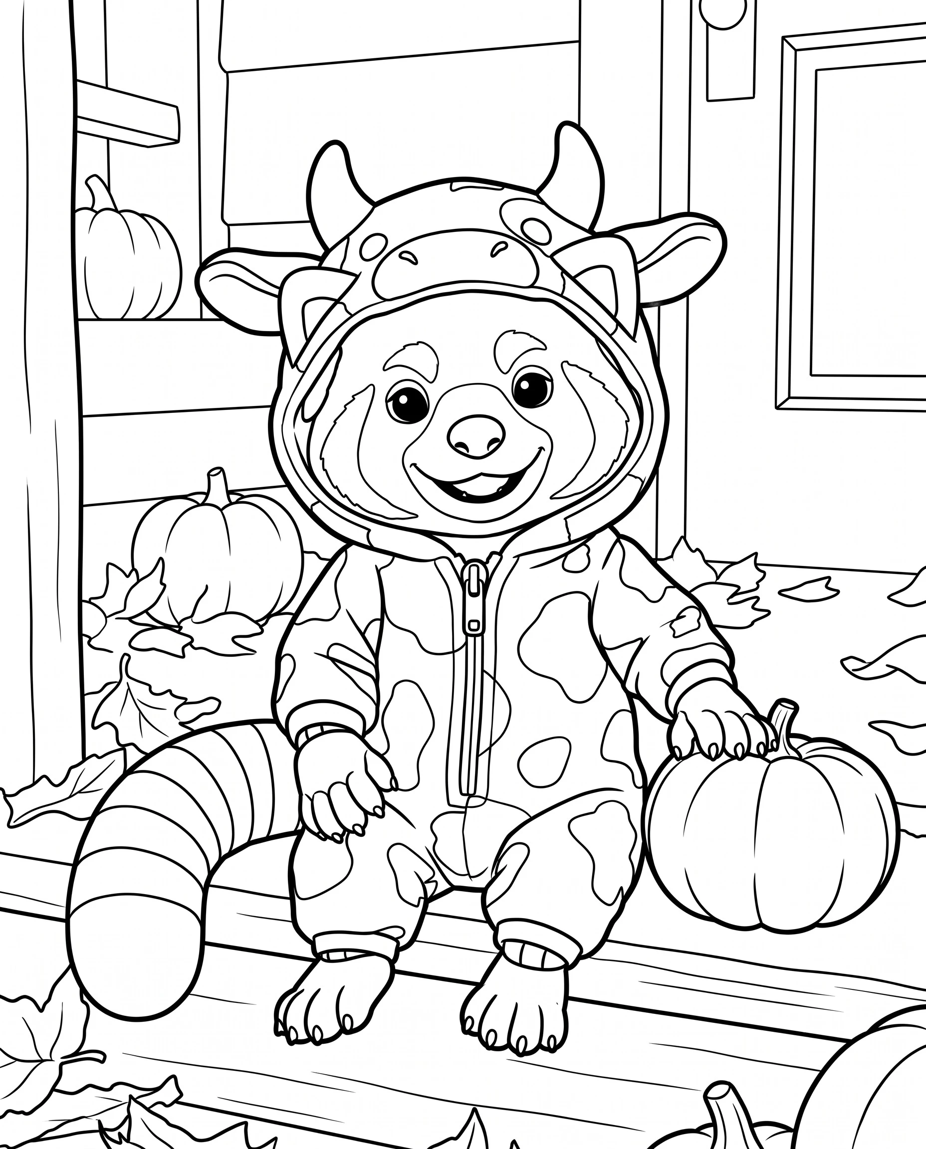 Pom's cow costume outline