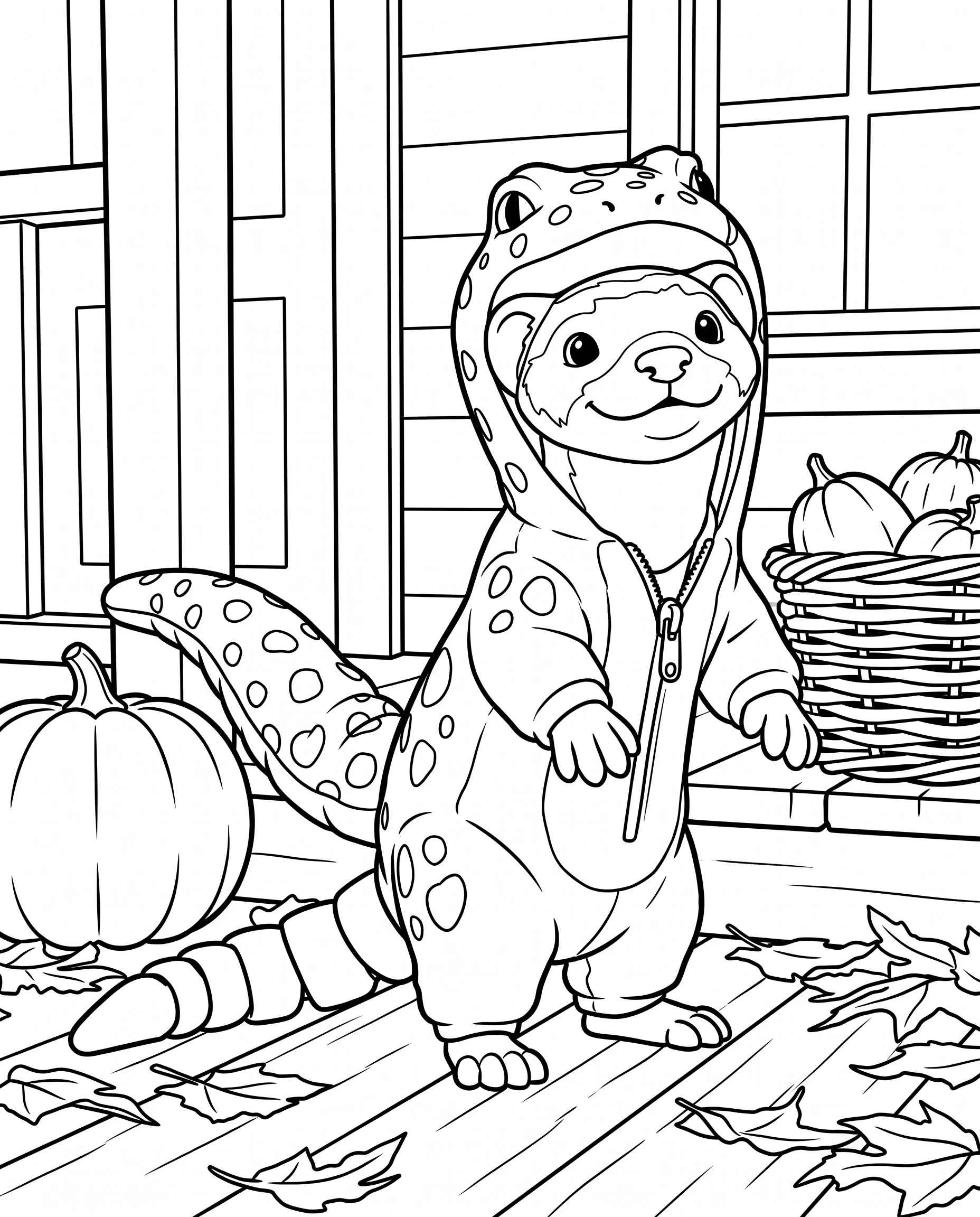 Zip's gecko costume outline