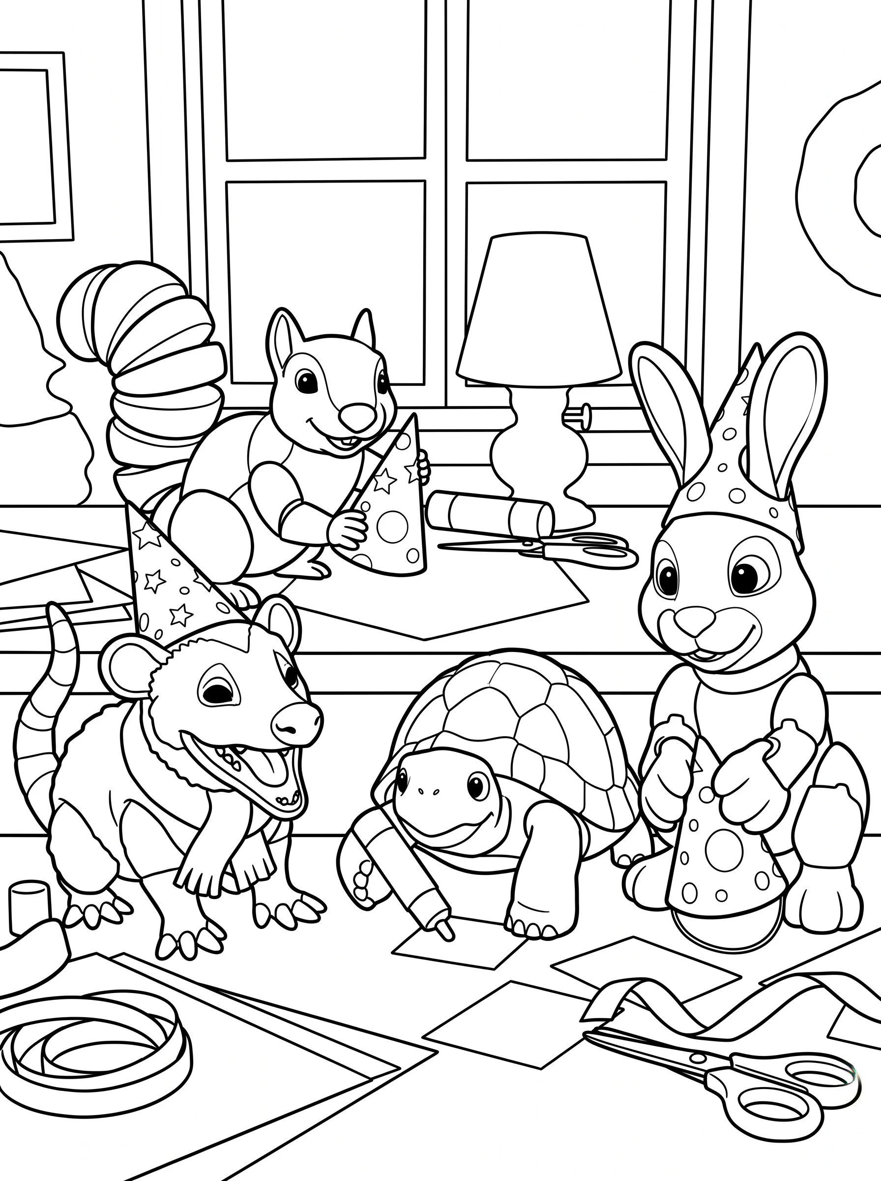 Making Party Hats coloring page