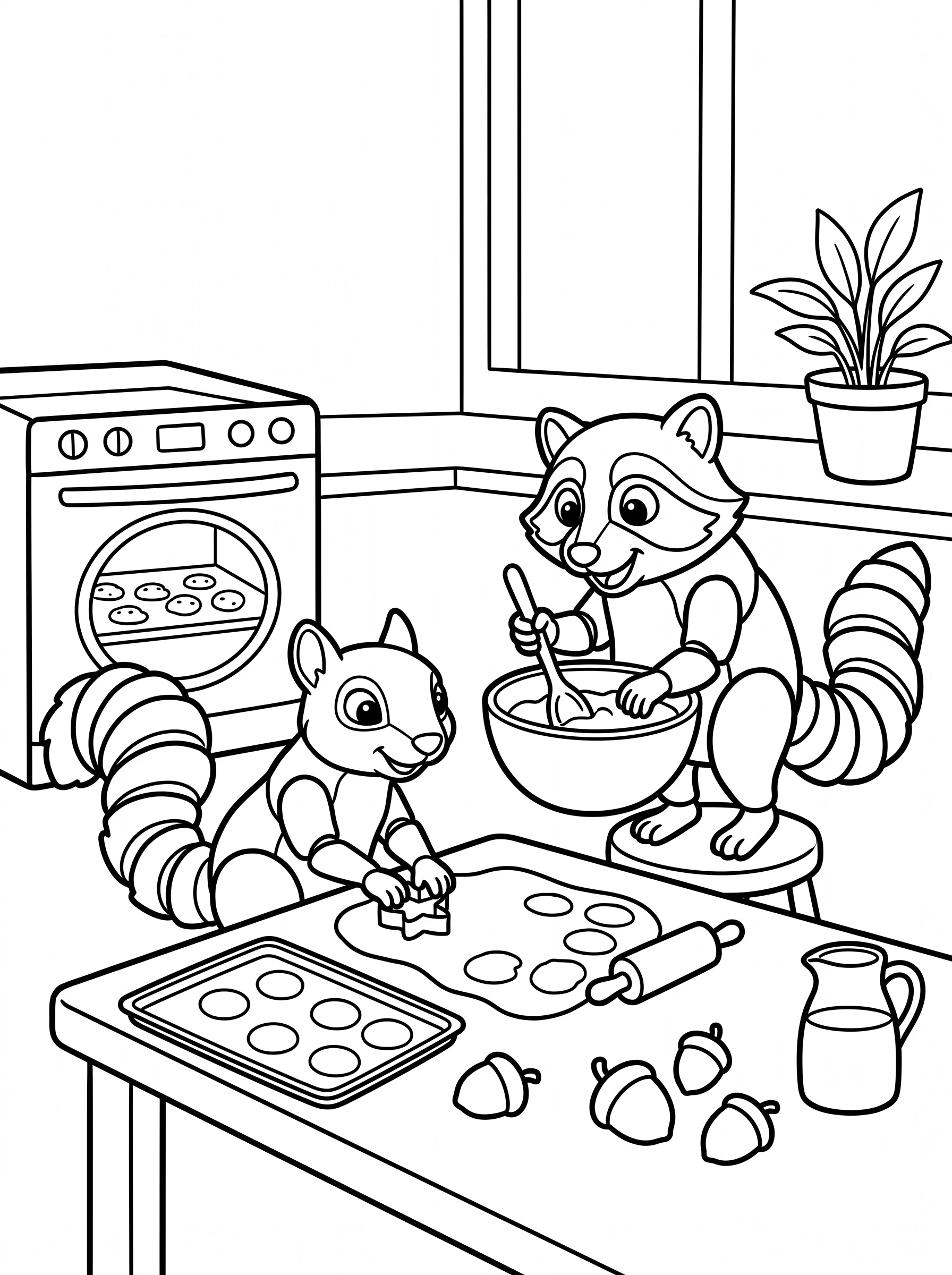 Oodle and Loo's Baking Day coloring page