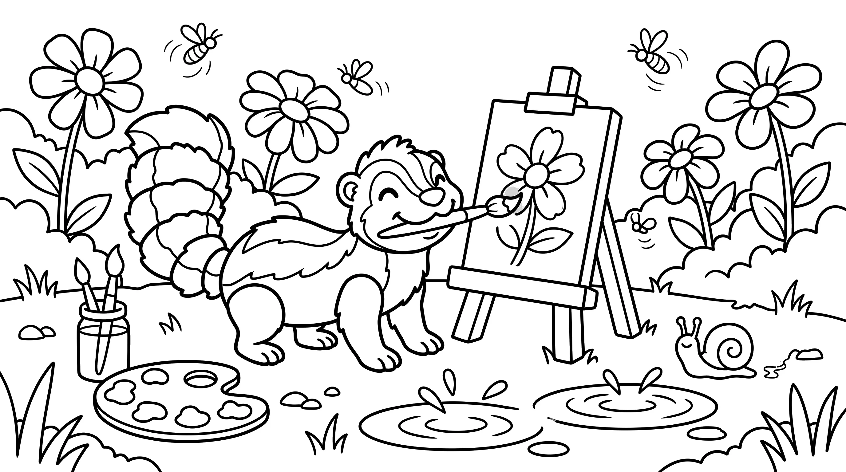 Petal's Rainy Day Painting coloring page
