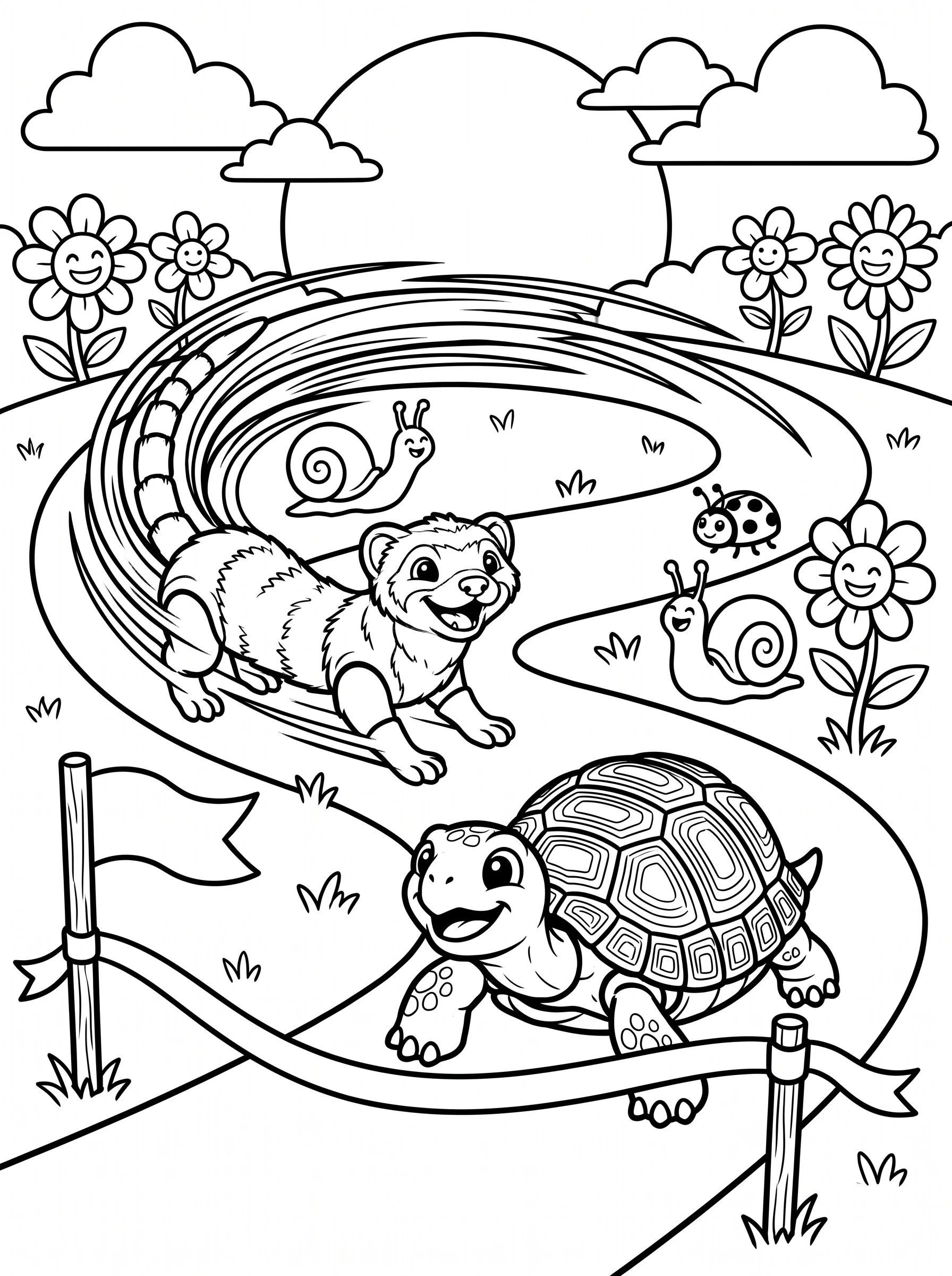 Pokey and Zip's Big Race coloring page