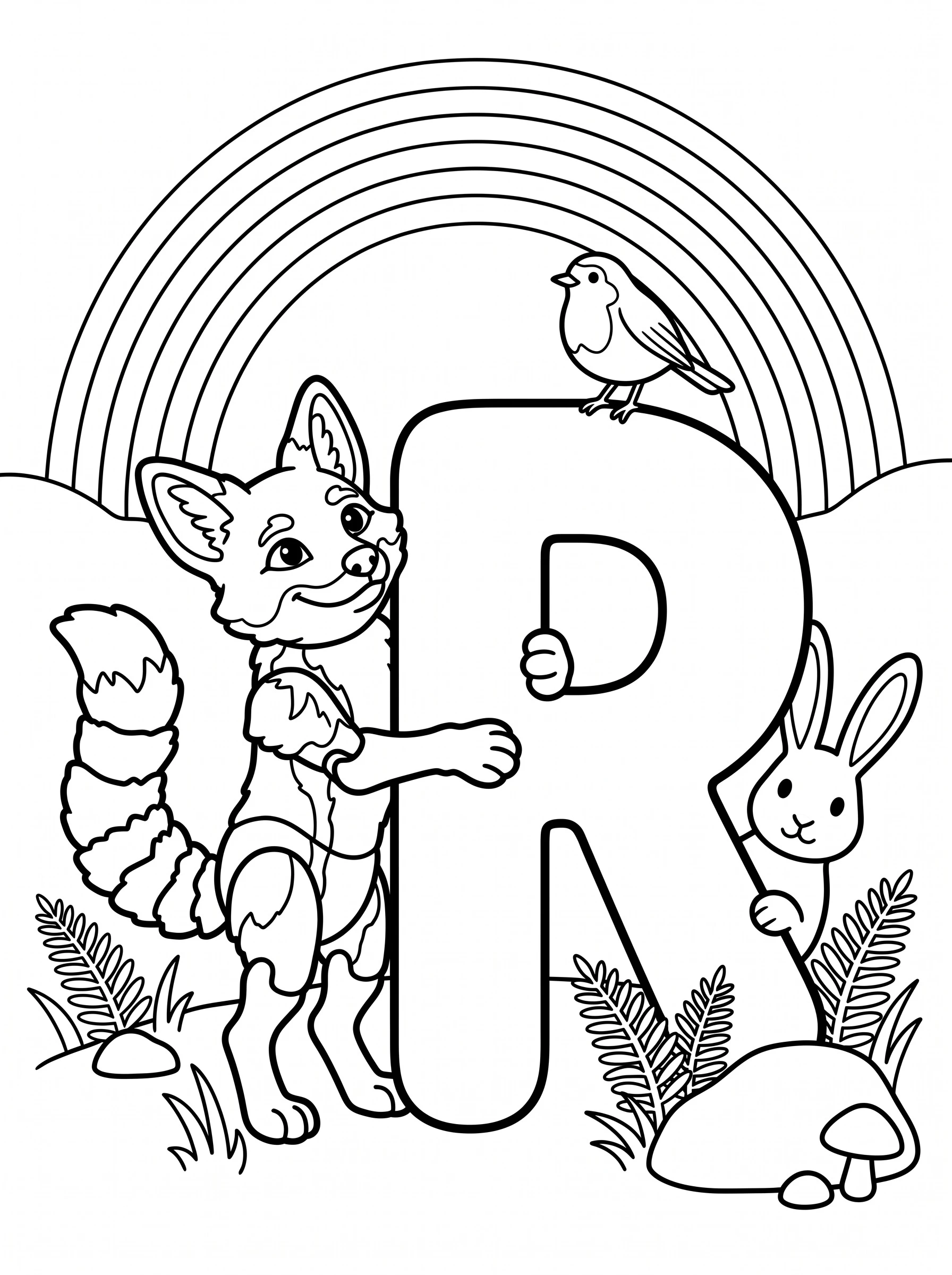 Rue's Big Letter R coloring page