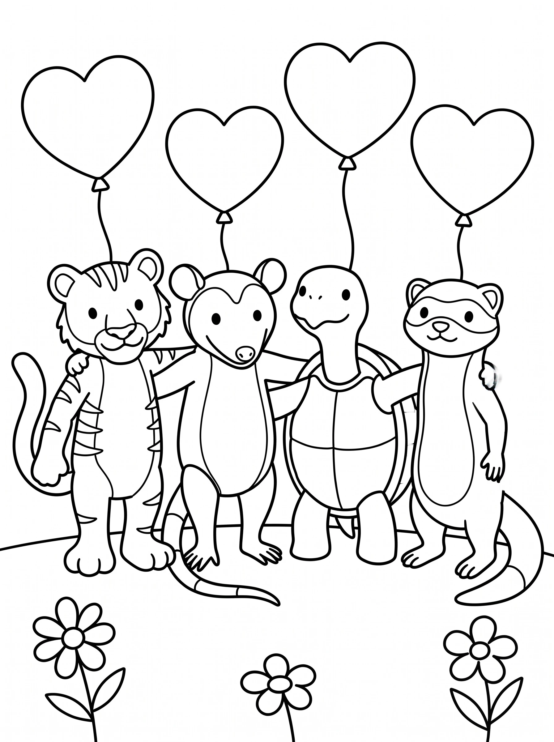 Heart Balloon Hug coloring page