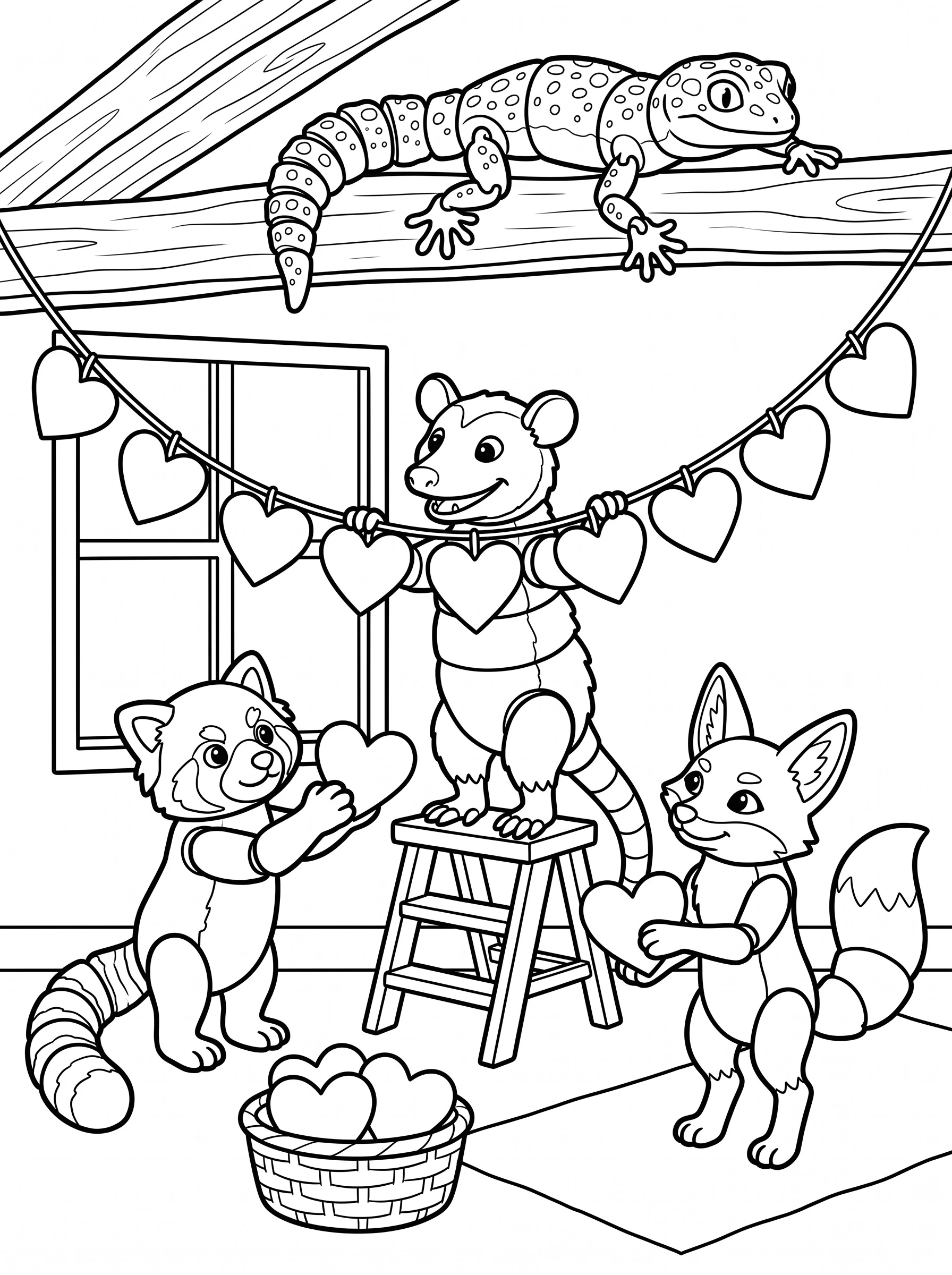 Heart Garland coloring page
