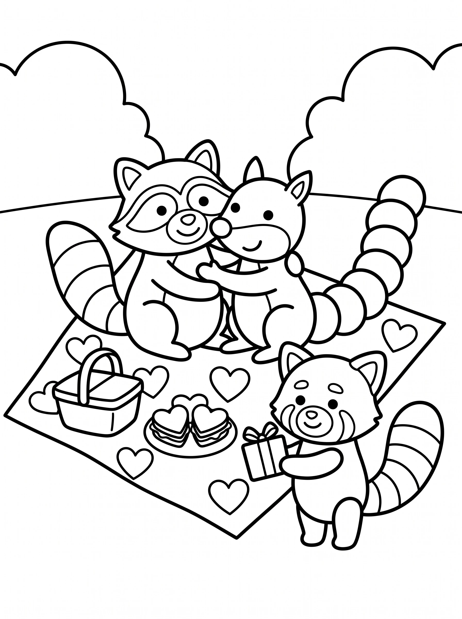 Heart Picnic coloring page